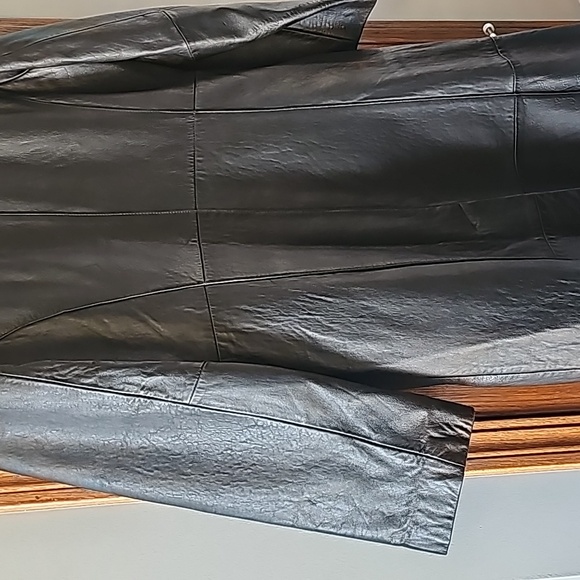 Leather Vintage Long Trench Coat - Picture 12 of 13